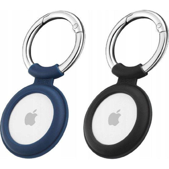 ESR Cloud Θήκη / Μπρελόκ Σιλικόνης Apple AirTag 2 / 1 - Black / Blue - 2 Τεμάχια (4894240130742)
