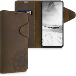Kalibri Δερμάτινη Suede Θήκη Πορτοφόλι Xiaomi 11T / 11T Pro - Navigational Compass / Brown (56315.01)