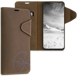 Kalibri Δερμάτινη Suede Θήκη Πορτοφόλι Xiaomi Mi 11 - Navigational Compass / Brown (56319.01)