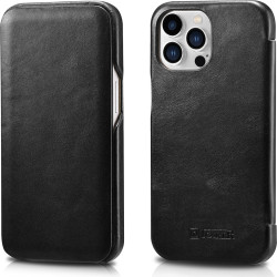 iCarer Vintage Series Curved Edge - Δερμάτινη Θήκη Apple iPhone 13 Pro Max - Black (RIX1304-BK)