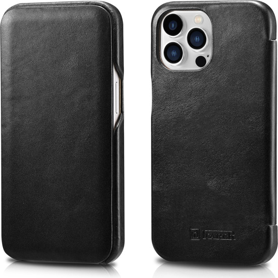 iCarer Vintage Series Curved Edge - Δερμάτινη Θήκη Apple iPhone 13 Pro Max - Black (RIX1304-BK)