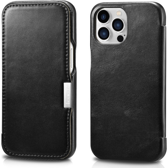 iCarer Vintage Series Side-Open Δερμάτινη Θήκη Apple iPhone 13 Pro Max - Black (RIX1308-BK)