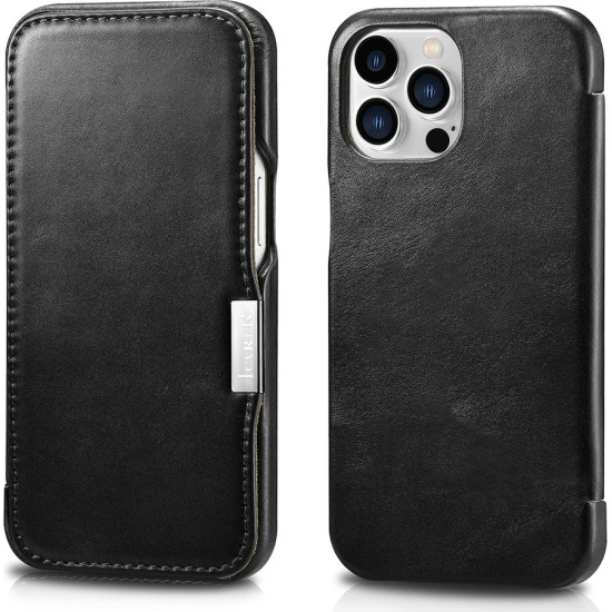 iCarer Vintage Series Side-Open Δερμάτινη Θήκη Apple iPhone 13 Pro - Black (RIX1307-BK)