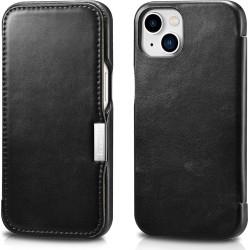 iCarer Vintage Series Side-Open Δερμάτινη Θήκη Apple iPhone 13 - Black (RIX1306-BK)