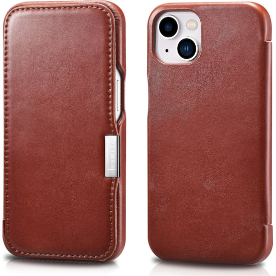 iCarer Vintage Series Side-Open Δερμάτινη Θήκη Apple iPhone 13 - Red (RIX1306-RD)