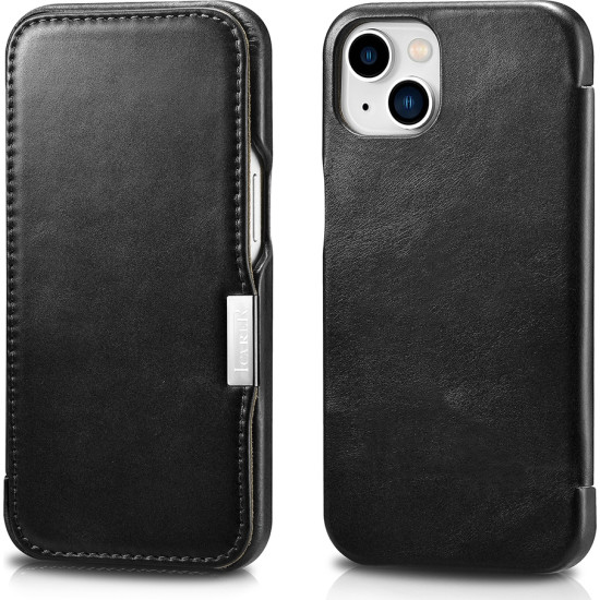 iCarer Vintage Series Side-Open Δερμάτινη Θήκη Apple iPhone 13 mini - Black (RIX1305-BK)