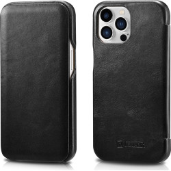 iCarer Vintage Series Curved Edge - Δερμάτινη Θήκη Apple iPhone 13 Pro - Black (RIX1303-BK)