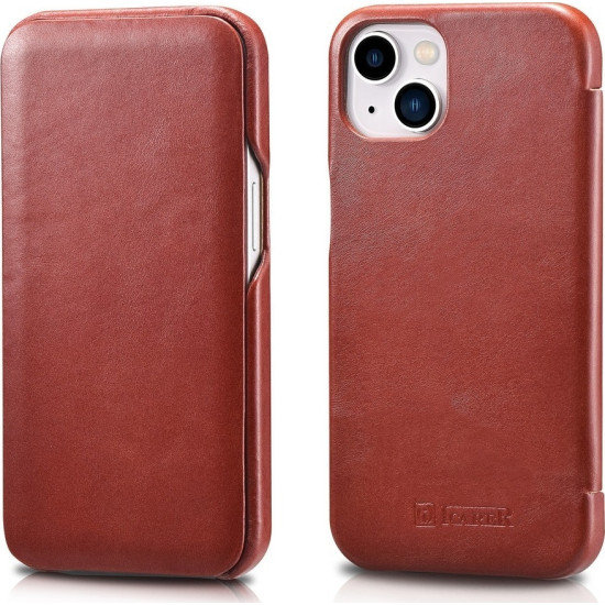 iCarer Vintage Series Curved Edge - Δερμάτινη Θήκη Apple iPhone 13 - Red (RIX1302-RD)