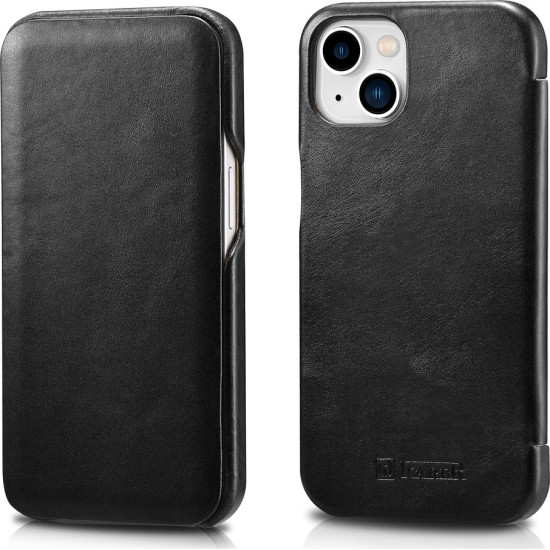 iCarer Vintage Series Curved Edge - Δερμάτινη Θήκη Apple iPhone 13 - Black (RIX1302-BK)