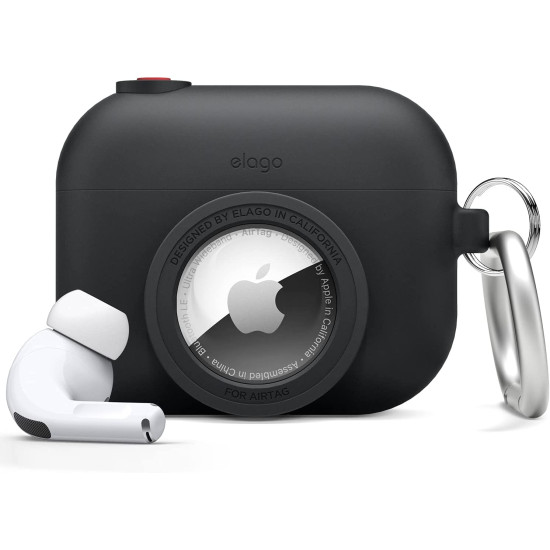 Elago Snap Shot Case - Θήκη Σιλικόνης για AirPods Pro 1st Gen και AirTag 2 / 1 - Black (EAPPAT1-BK)