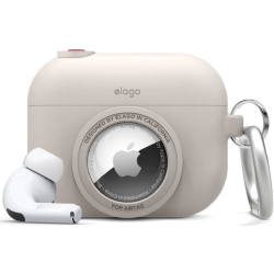 Elago Snap Shot Case - Θήκη Σιλικόνης για AirPods Pro 1st Gen και AirTag 2 / 1 - Stone (EAPPAT1-ST)