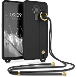 KWmobile Θήκη Σιλικόνης με Λουράκι Λαιμού και Finger Holder - Nokia 3.4 - Black (56487.01)