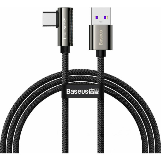 Baseus Legent Series Elbow - Καλώδιο Φόρτισης και Μεταφοράς Δεδομένων USB σε Ορθή Γωνία Type-C - 66W - 100cm - Black (CATCS-B01)