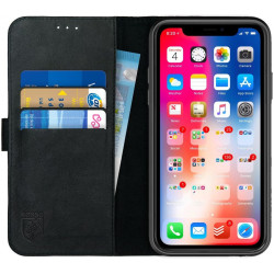 Rosso Deluxe Δερμάτινη Θήκη Πορτοφόλι Apple iPhone XR - Black (8719246158353)