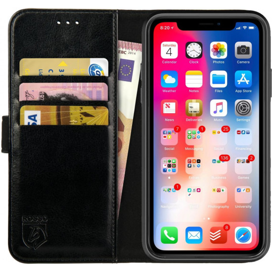 Rosso Element PU Θήκη Πορτοφόλι Apple iPhone XR - Black (8719246158339)