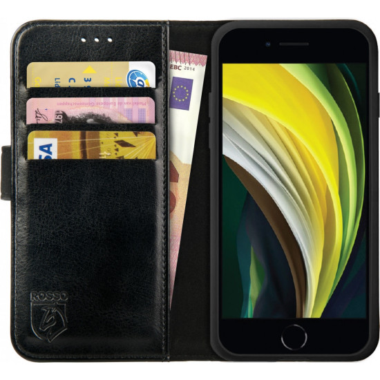 Rosso Element PU Θήκη Πορτοφόλι Apple iPhone SE 2022 / 2020 / 8 / 7 - Black (8719246235016)