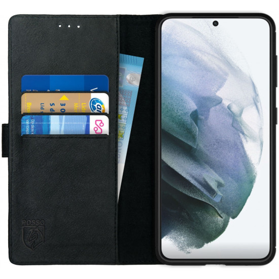 Rosso Deluxe Δερμάτινη Θήκη Πορτοφόλι Samsung Galaxy S21 5G - Black (8719246285691)