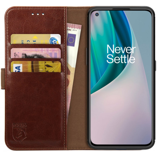 Rosso Element PU Θήκη Πορτοφόλι OnePlus Nord N10 5G - Brown (8719246285547)