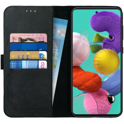 Rosso Deluxe Δερμάτινη Θήκη Πορτοφόλι Samsung Galaxy A71 - Black (8719246226106)