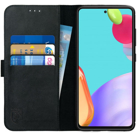 Rosso Deluxe Δερμάτινη Θήκη Πορτοφόλι Samsung Galaxy A52 / A52s 5G - Black (8719246296383)