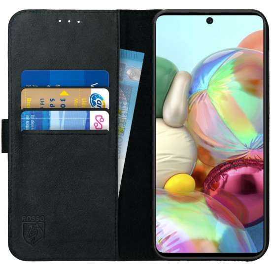 Rosso Deluxe Δερμάτινη Θήκη Πορτοφόλι Samsung Galaxy A51 - Black (8719246226120)