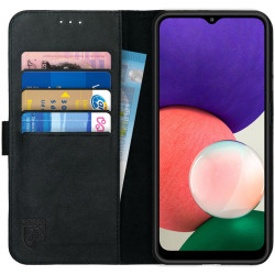 Rosso Deluxe Δερμάτινη Θήκη Πορτοφόλι Samsung Galaxy A22 5G - Black (8719246312854)