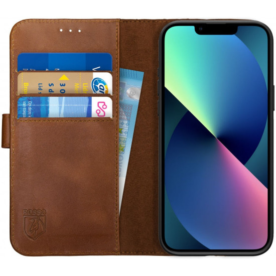 Rosso Deluxe Δερμάτινη Θήκη Πορτοφόλι Apple iPhone 13 - Brown (8719246319976)