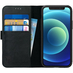 Rosso Deluxe Δερμάτινη Θήκη Πορτοφόλι Apple iPhone 12 mini - Black (8719246258299)