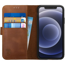 Rosso Deluxe Δερμάτινη Θήκη Πορτοφόλι Apple iPhone 12 / 12 Pro - Brown (8719246258329)
