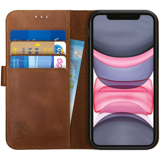 Rosso Deluxe Δερμάτινη Θήκη Πορτοφόλι Apple iPhone 11 - Brown (8719246206061)