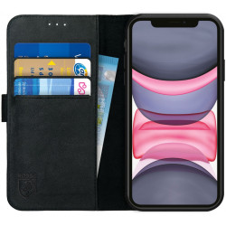 Rosso Deluxe Δερμάτινη Θήκη Πορτοφόλι Apple iPhone 11 - Black (8719246206078)
