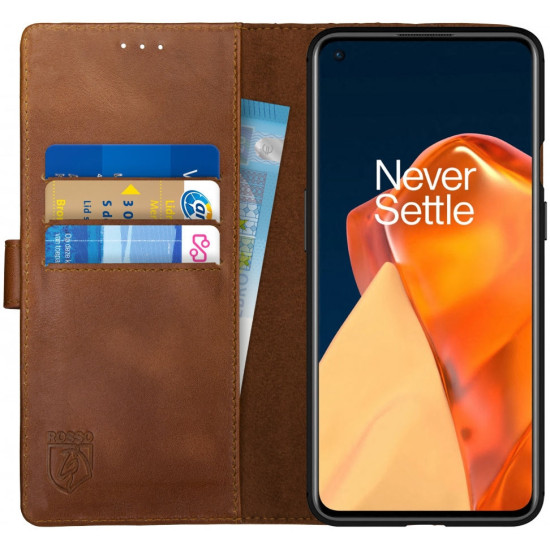 Rosso Deluxe Δερμάτινη Θήκη Πορτοφόλι OnePlus 9 - Brown (8719246296338)