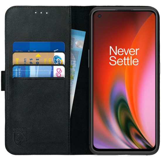 Rosso Deluxe Δερμάτινη Θήκη Πορτοφόλι OnePlus Nord 2 5G - Black (8719246325144)