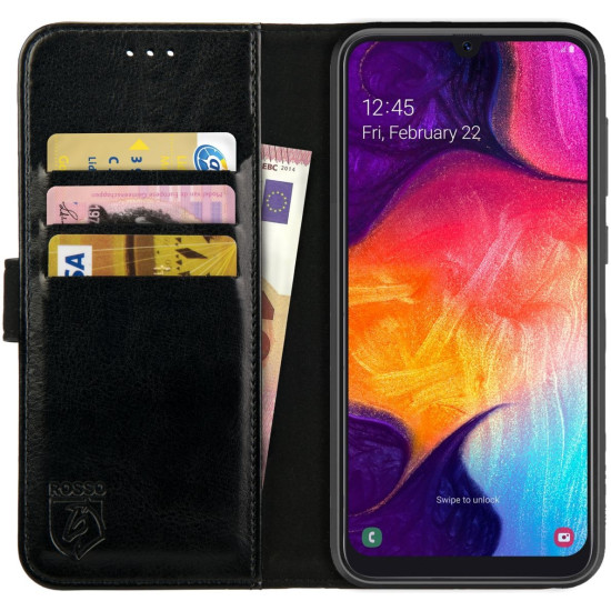 Rosso Element PU Θήκη Πορτοφόλι Samsung Galaxy A50 - Black (8719246184208)