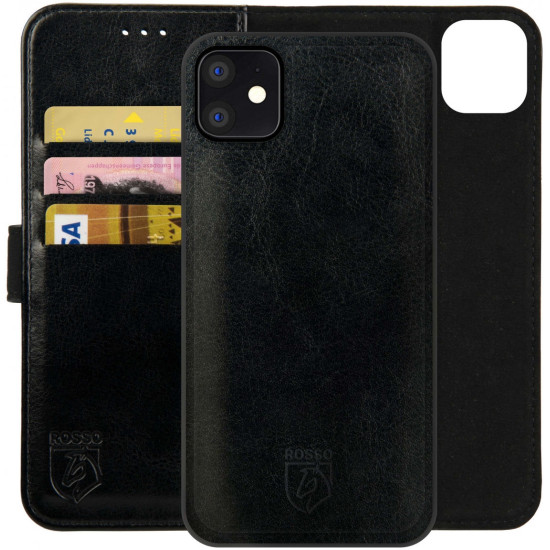 Rosso Element 2 in 1 - PU Θήκη Πορτοφόλι Apple iPhone 12 / 12 Pro - Black (8719246321405)