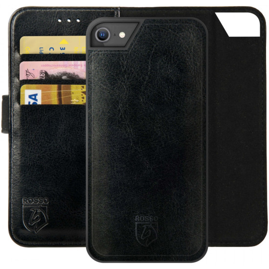 Rosso Element 2 in 1 - PU Θήκη Πορτοφόλι Apple iPhone SE 2022 / 2020 / 8 / 7 - Black (8719246324840)