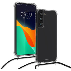 KWmobile Διάφανη Θήκη Σιλικόνης με Λουράκι Λαιμού - Samsung Galaxy S22 5G - Transparent / Black (56759.01)