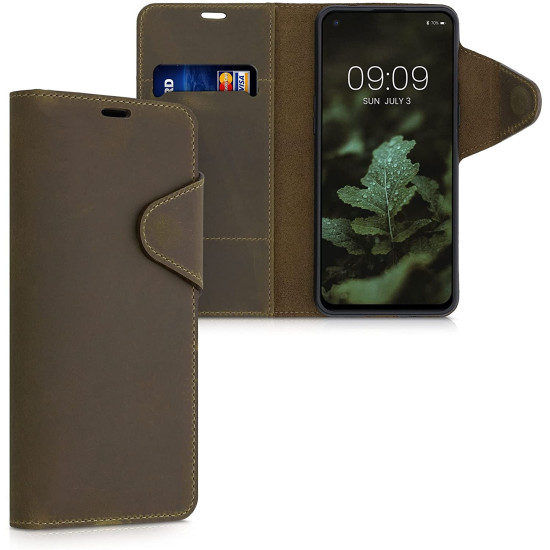 Kalibri Δερμάτινη Suede Θήκη Πορτοφόλι OnePlus Nord 2 5G - Brown (56782.05)