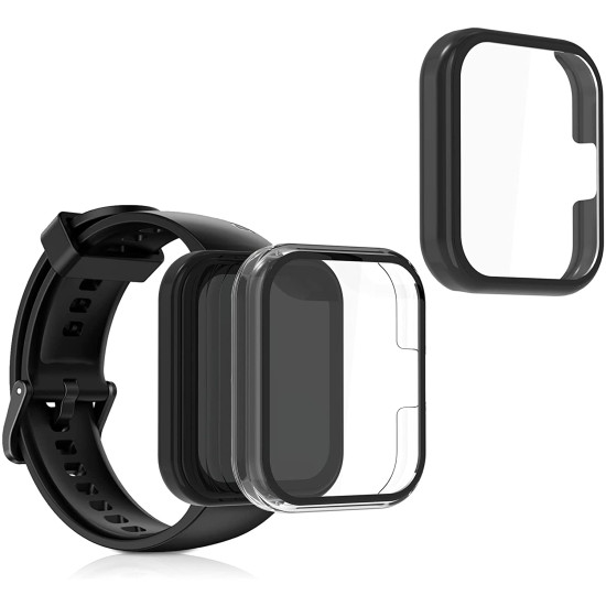 KW Full Body Cover - Θήκη με Tempered Glass - Realme Watch 2 Pro - 2 Τεμάχια - Black / Transparent (57043.01)