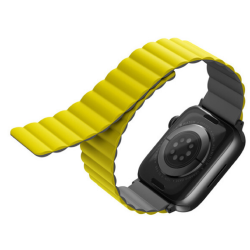 Uniq Revix Μαγνητικό Λουράκι Premium Σιλικόνης Apple Watch Ultra/SE/11/10/9/8/7/6/5/4 (49/46/45/44mm) - Yellow / Grey (UNIQ-45MM-REVYELGRY)