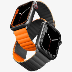 Uniq Revix Μαγνητικό Λουράκι Premium Σιλικόνης Apple Watch Ultra/SE/11/10/9/8/7/6/5/4 (49/46/45/44mm) - Grey / Orange (UNIQ-45MM-REVGRYORG)