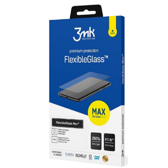 3MK Premium Flexible Glass Max - Fullface Αντιχαρακτικό Υβριδικό Προστατευτικό Γυαλί Οθόνης - Oppo A16 / A16s - 0.3mm - Black (5903108444644)