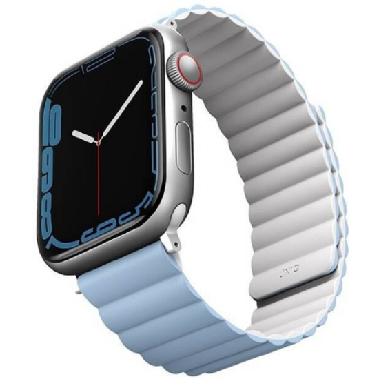 Uniq Revix Μαγνητικό Λουράκι Premium Σιλικόνης Apple Watch SE/11/10/9/8/7/6/5/4 (42/41/40mm) - White / Blue (UNIQ-41MM-REVWHTBLU)