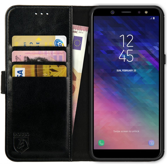 Rosso Element PU Θήκη Πορτοφόλι Samsung Galaxy A6 2018 - Black (8719246146664)
