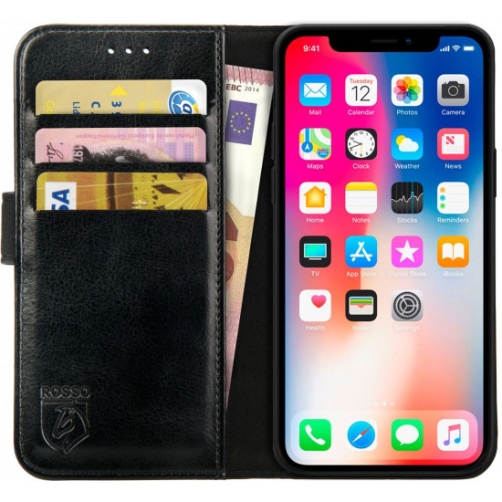 Rosso Element PU Θήκη Πορτοφόλι Apple iPhone X / XS - Black (8719246121647)