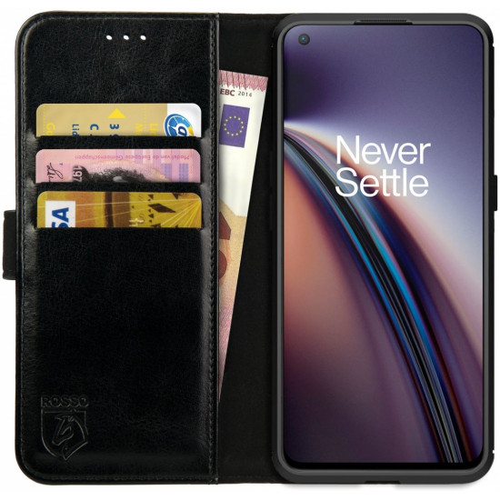 Rosso Element PU Θήκη Πορτοφόλι OnePlus Nord CE 5G - Black (8719246319914)
