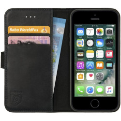 Rosso Deluxe Δερμάτινη Θήκη Πορτοφόλι Apple iPhone SE / 5S / 5 - Black (8719246113291)