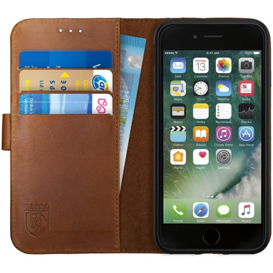 Rosso Deluxe Δερμάτινη Θήκη Πορτοφόλι Apple iPhone 6S / 6 - Brown (8719246126376)