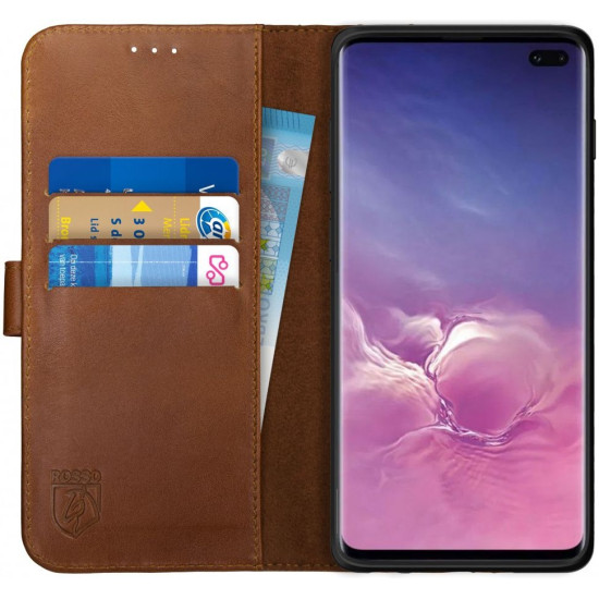 Rosso Deluxe Δερμάτινη Θήκη Πορτοφόλι Samsung Galaxy S10 Plus - Brown (8719246180996)