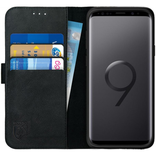 Rosso Deluxe Δερμάτινη Θήκη Πορτοφόλι Samsung Galaxy S9 - Black (8719246133640)
